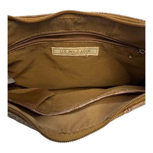 U.S. Polo Assn. Beige Monogram Shoulder Bag with Stud Accents - Picture 7 of 8